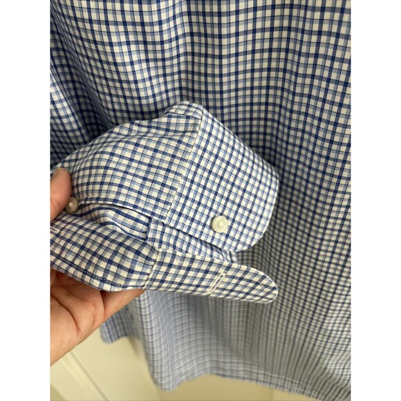 EUC Ralph Lauren Purple Label Shirt Mens Blue Check Button Sz 15.5 Italy - Picture 11 of 12